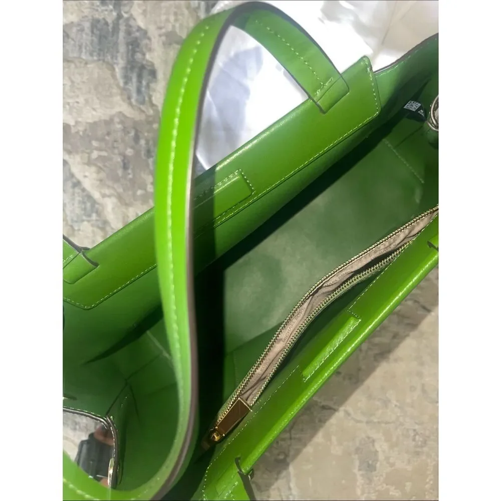 Michael Kors Lime Green Leather Floral Applique Tote